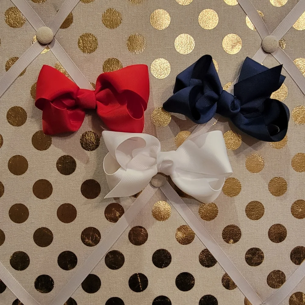 Girls Patriotic 3 Bow Set